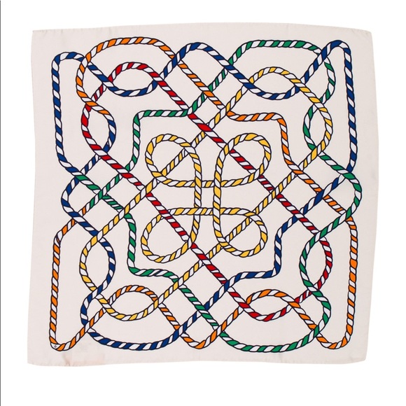 Tory Burch Accessories - NWOT Tory Burch Ivory Rope Square 💯 Silk Scarf 🧣